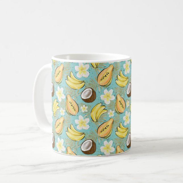 Caneca De Café Padrão de Fruta Tropical de Verão (Frente Esquerda)