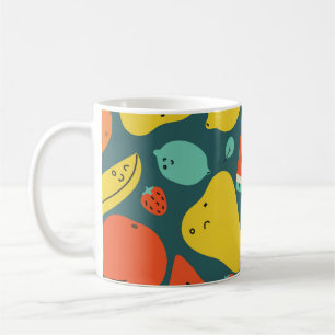 Caneca De Café Padrão de Fruta tropical desenhada à mão