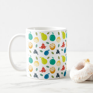 Caneca De Café Padrão de Frutas, Ameixa, Laranja, Limão, Pera, Ma