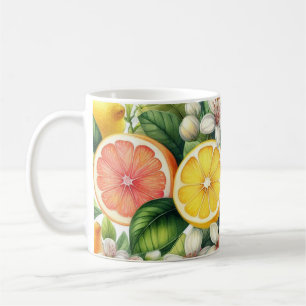 Caneca De Café Padrão de Frutas Cítricas em Aquarela