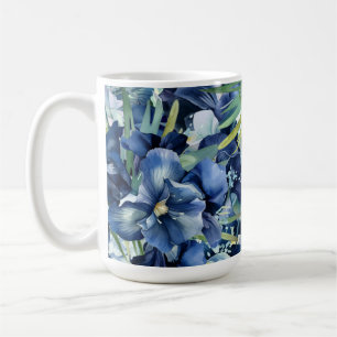 Caneca De Café Padrão de Fundo da Cor da Água Iris Azul