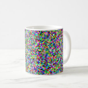 Caneca De Café Padrão de Fundo de Quadrados de Pixel Coloridos