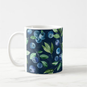 Caneca De Café Padrão de Fundo Escuro do Amorango Azul