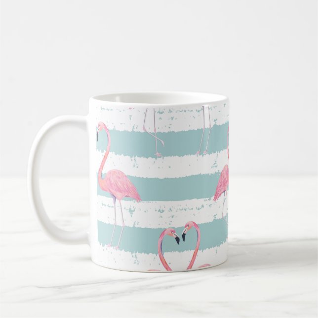 Caneca De Café Padrão de Fundo Flamingo Exótico (Esquerda)