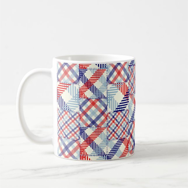 Caneca De Café Padrão de fundo sem costura. Padrão de patch  (Esquerda)