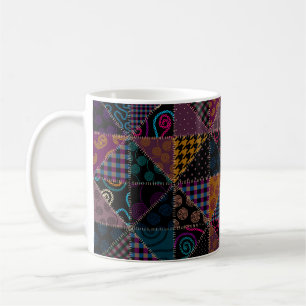 Caneca De Café Padrão de fundo sem costura. Padrão de patch. Vi