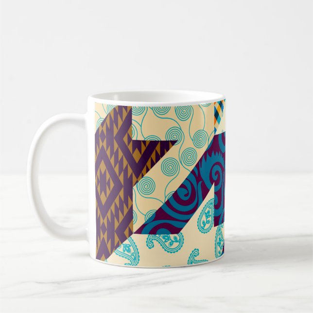 Caneca De Café Padrão de fundo sem costura. Padrão de patch. Vi (Esquerda)