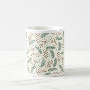 Caneca De Café Padrão de Galhos de Pinheiro e Cedro Sempre-Verde