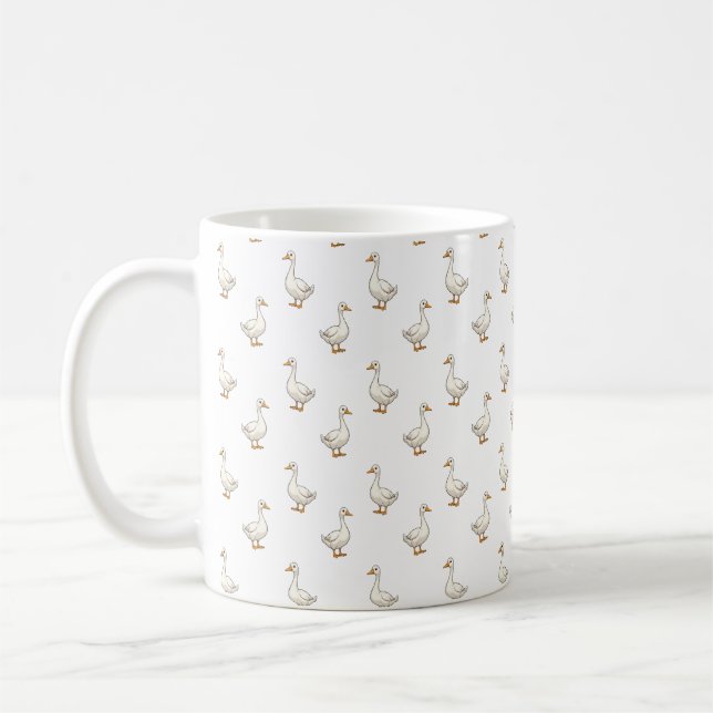 Caneca De Café Padrão de Ganso Branco Fofo (Esquerda)