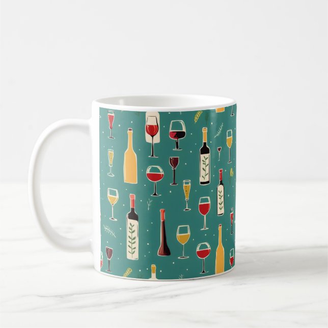 Caneca De Café Padrão de Garrafas e Óculos (Esquerda)