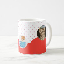 Padrão de Gatinhos Fofos e Corações Vermelhos Pers