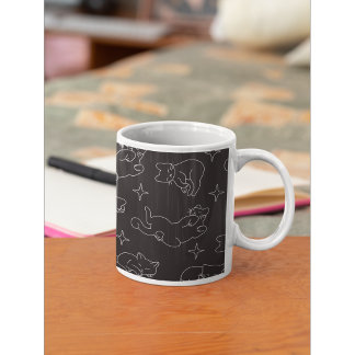 Caneca De Café Padrão de Gato Adormecido Fofo Tema de Noite Aconc