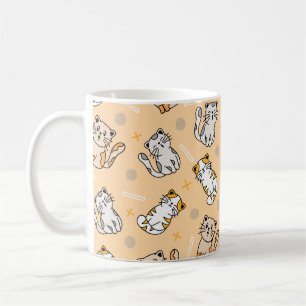 Caneca De Café Padrão de Gato Fofo Kawaii Colorido para Amantes d