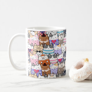 Caneca De Café Padrão de Gato Fofo Kawaii Colorido para Amantes d