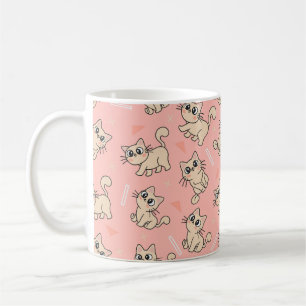 Caneca De Café Padrão de Gato Fofo Kawaii Colorido para Amantes d