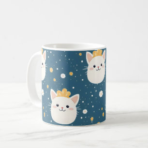 Caneca De Café Padrão de Gato Real Branco