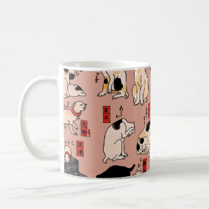 Caneca De Café Padrão de Gato Ukiyo-e Japonês Vintage: Kuniyoshi