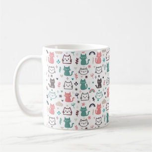 Caneca De Café Padrão de Gatos Frescos