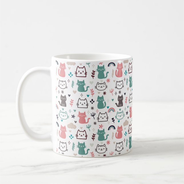 Caneca De Café Padrão de Gatos Frescos (Esquerda)