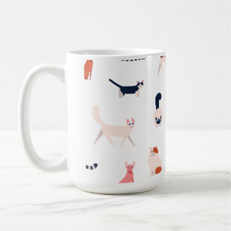 Caneca De Café Padrão De Gatos Reproduzíveis - Prato Felino Cute