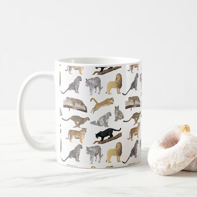 Caneca De Café Padrão de gatos selvagens (Com Donut)