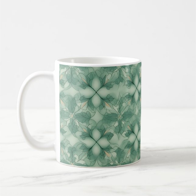 Caneca De Café Padrão de Geo Moderno Verde (Esquerda)