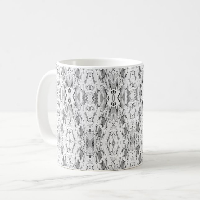 Caneca De Café Padrão de geometria abstrata cinza claro (Frente Esquerda)