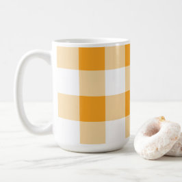 Caneca De Café Padrão de Gingham Amarelo
