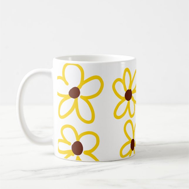 Caneca De Café Padrão de girassol castanho-amarelo ventre floral  (Esquerda)
