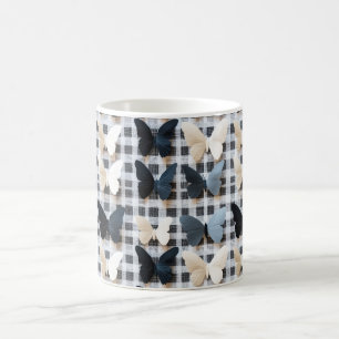 Caneca De Café Padrão de Grade de Borboleta Elegante