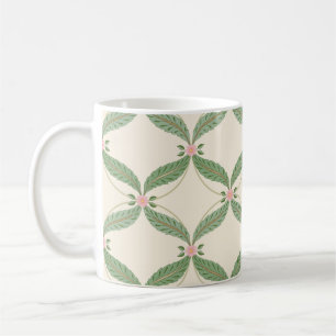 Caneca De Café Padrão de Grade de Folhas Simples