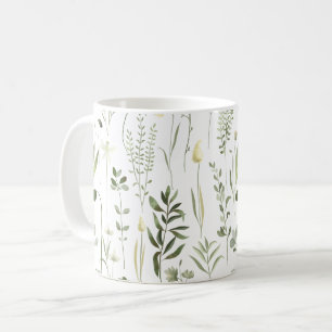 Caneca De Café Padrão de granulação botânica da aquarela