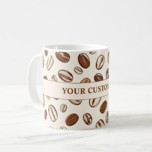Caneca De Café Padrão de Grão de Café Minimalista em Volta da Per
