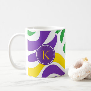 Caneca De Café Padrão de Gras Amarelo Amarelo Verde Monograma