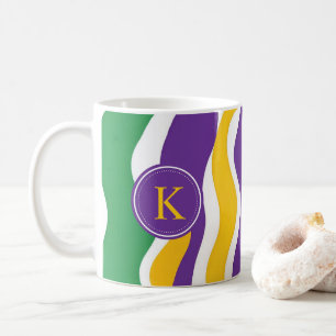 Caneca De Café Padrão de Gras Amarelo Amarelo Verde Monograma