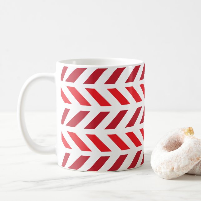Caneca De Café Padrão de Grelha Vermelha Chevron Zigzag (Com Donut)