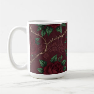 Caneca De Café Padrão de Grinalda de Espinhos de Rosa Vermelha