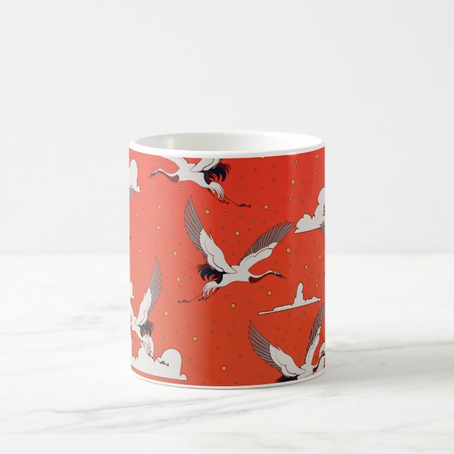 Caneca De Café Padrão de Grou Asiático Vermelho (Centro)