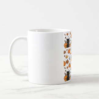 Caneca De Café Padrão de Halloween do Canteiro de Abóboras de Gat