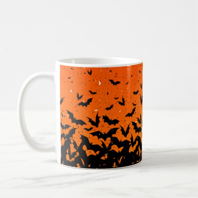 Caneca De Café Padrão de Halloween do Vampiro Drácula de Silhouet (Esquerda)