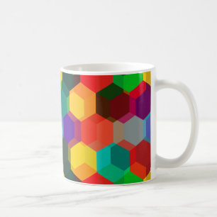 Caneca De Café Padrão de Hexágono Colorido Geométrico