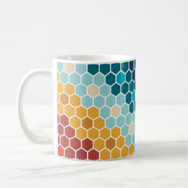Caneca De Café Padrão de Hexágono do Mosaico Floral Colorido