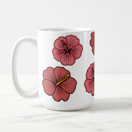 Caneca De Café Padrão de hibisco tropical personalizado