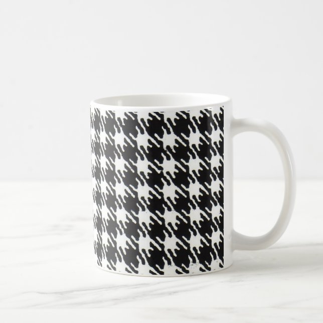 Caneca De Café Padrão de houndstooth preto e branco personalizáve (Direita)