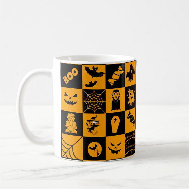 Caneca De Café Padrão de ícones de Dia das Bruxas (Esquerda)
