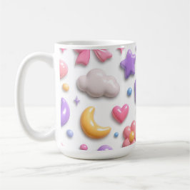 Caneca De Café Padrão de Ícones Pastel de Doce Fofo