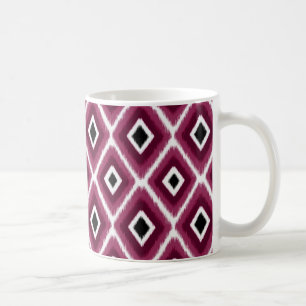Caneca De Café Padrão de Ikat Preto-Rosa-Quente do na moda