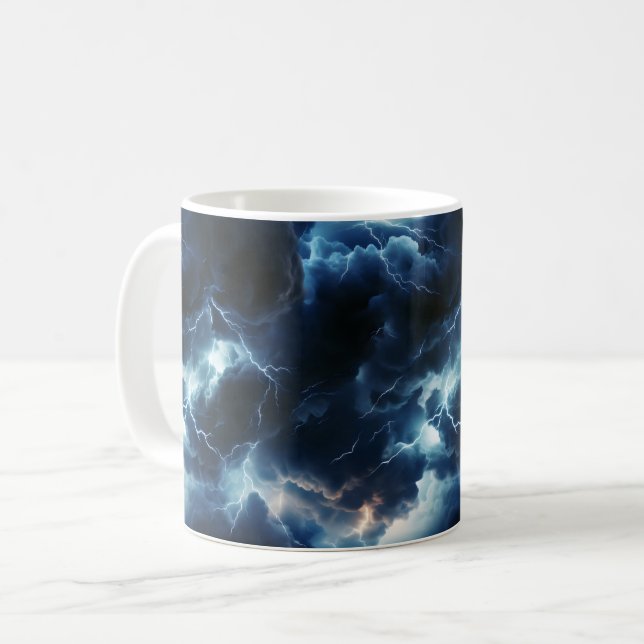 Caneca De Café Padrão de Iluminação de Tempestade (Frente Esquerda)