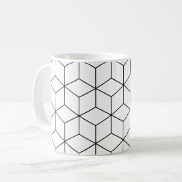 Caneca De Café Padrão de Ilusão Retroótica do Cubo Branco Preto