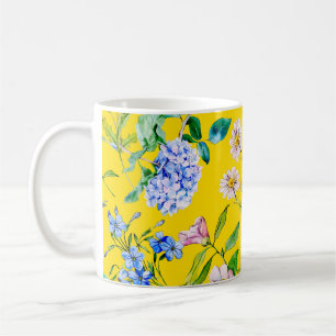 Caneca De Café Padrão de ilustração da aquarela do jardim da flor